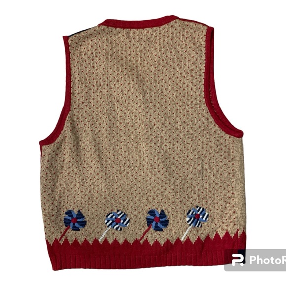 Vintage 1990s The Quacker Factory America Theme Knit Cardigan Sz. L - Picture 2 of 3